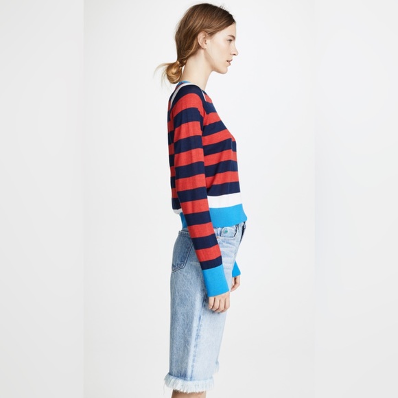 🎉HP🎉 Equipment 💫EUC💫 Axel Stripe Sweater - Ribbon Red Multi - M - Silk Blend - Picture 3 of 11